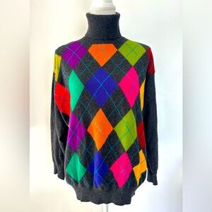 United Colors of Benetton Vintage Argyle turtleneck sweater